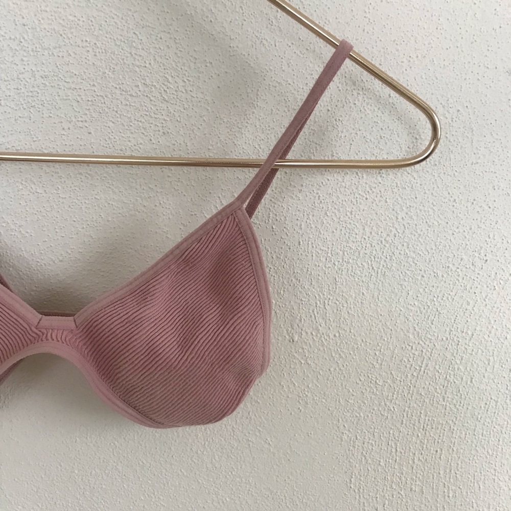 Ribbed Light Pink Free People Bralette Comfy Bra